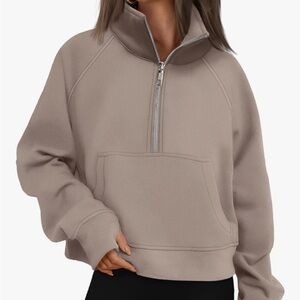 Women's Taupe Half-Zip Sweatshirt